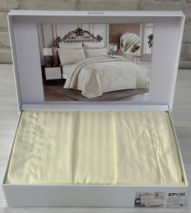 КПБ EFOR STRIPE SATIN A-12 кремовый (коробка)