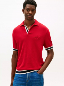 Classic Fit Script Logo Tipped Polo