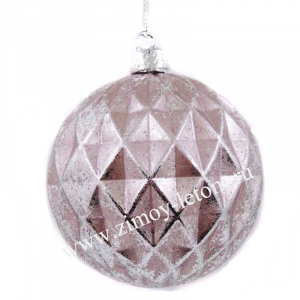 Набор ёлочных шаров 8 см 3 шт. розовый