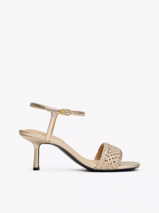 Metallic Kitten-Heel Sandal