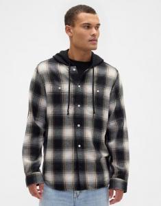 Hooded Flannel Shirt in Standard Fit