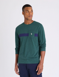 LONG SLEEVE CHEST STRIPE POCKET T-SHIRT