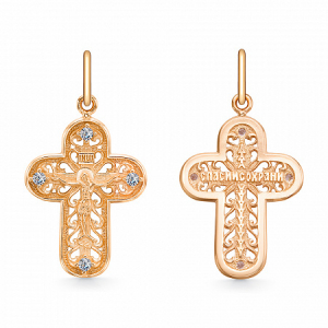 Крест из серебра литье с фианитом позолота