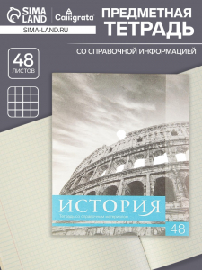Тетрадь предметная 48 листов в клетку Calligrata, «Чёрное-белое. История», обложка мелованная бумага, серые листы