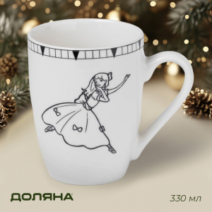 Кружка новогодняя Доляна «Волшебная сказка», 330 мл, фарфор, белая