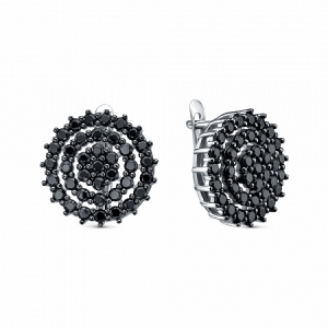 Серьги с фианитом родированные серебро 925*