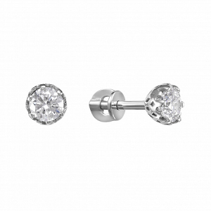 Серьги с фианитом родированные серебро 925*