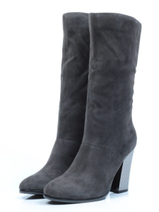 YF189-012M DARK GREY Полусапоги зимние женские (натуральная замша, натуральный мех (еврозима))