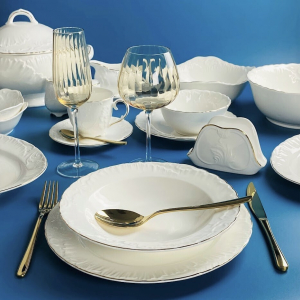 305-088 Обеденный сервиз 60пр. АВРОРА ЗОЛОТО в под.уп.(х0.5)Фарфор