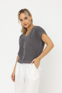 Жилет из льна 7-44 стальной
