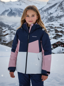 Горнолыжный костюм зимний для девочки серого цвета 9518Sr
