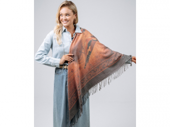 Платок Lanotti двухсторонний Сердце природы терракот/№61