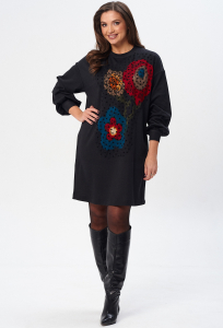 Платье Gizart 5347 бордо-бежевые цветы