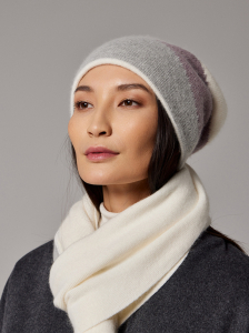 Шапка двойная с пухом енота PR 25003