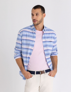 LONG SLEEVE SLUB POPLIN WITH DOBBY SHIRT