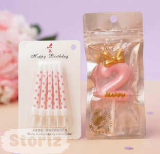 Комплект свечей цифра -2-(Mrs. Pink) + 1 упаковка Pink (10 шт.)