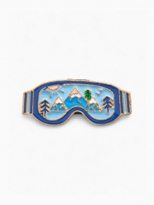 Значок «Очки сноубордиста» виды, цветной в золоте
