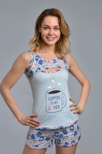 Пижама с шортами КОФЕ