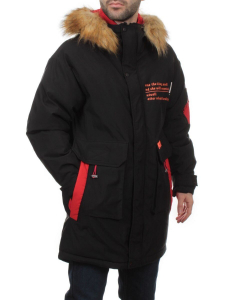 22067 BLACK RED Куртка мужская зимняя облегченная (150 гр. холлофайбер)