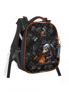 Рюкзак каркасный школьный 38?30?16 см, эргономичная спинка, Stavia «Динозавр 2», чёрный