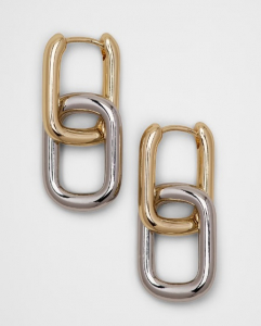 Mixed Metal Interlock Paperclip Earrings