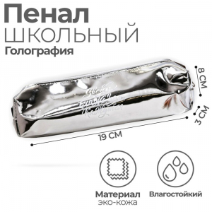 Пенал мягкий 1 отделение, 80 х 190 х 30 мм, кожзам зеркальный 