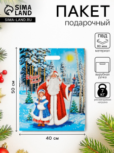 Пакет подарочный новогодний «Сказка», полиэтиленовый с вырубной ручкой, 40?50 см