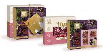 Новогодний набор5 (Нуга с малиной 140/мармелад с черной смородиной 110г)  (4шт/кор)