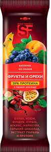 «Smart Formula», батончик фруктовый «Фрукты и орехи», 20 % протеина в горьком шоколаде, 40г (упаковка 15шт.)