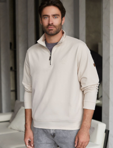 Свитшот с воротом стойкой на молнии из эластичного футера двухнитки