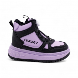 Кроссовки зимние на меху В7186-39 черно фиолетовые