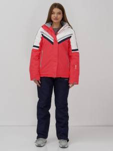 Горнолыжный костюм женский зимний УЦЕНКА малинового цвета 02813M