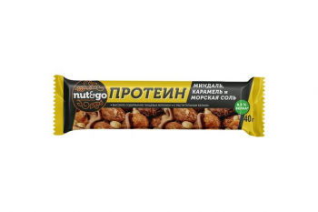 «Nut&Go», батончик Protein, миндаль с карамелью и морской солью, 40 г (упаковка 18 шт)