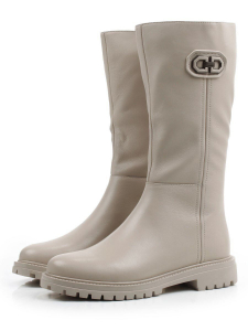 02-FI778-2 LT. BEIGE Сапоги демисезонные женские (натуральная кожа, байка)
