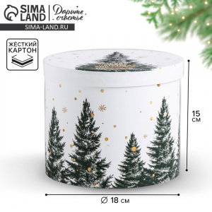 Круглая подарочная коробка Happy New Year, 15?18 см, Новый год