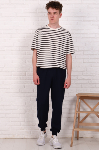 Брюки на манжете, футер (тёмно-синий)