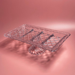 588-696 Прямоугольная менажница 37,2х22,5х12,5см на ножке в под.уп.(х6)Стекло