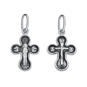 Крест (блж Матрона) из серебра литье частичное чернение