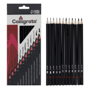Карандаши чернографитные Calligrata, 12 штук, разная твёрдость, шестигранные, деревянные