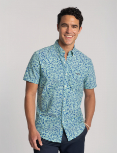 SHORT SLEEVE TROPICAL PRINT OXFORD SHIRT