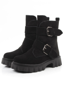 04-PAX40-2Z BLACK Ботинки зимние женские (натуральная замша, 100% шерсть) размер 38 маломерит на пол