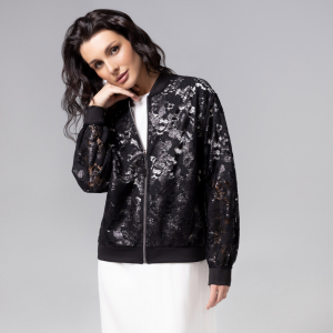 Бомбер с пайетками, расшитый, Секрет смелости (чёрный)