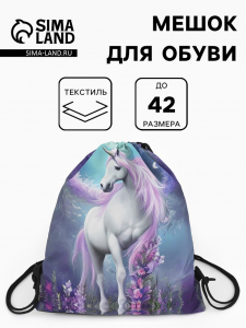 Мешок для обуви «Единорог», на стяжке, 36?0.5?42 см