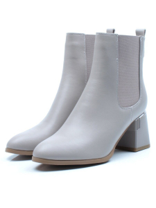 01-PCM359-2 GRAY/BEIGE Ботинки Челси демисезонные женские (натуральная кожа, байка)