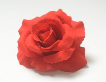 Искусственные цветы, Голова розы бархатная для ветки, венка красный