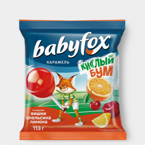 «BabyFox», карамель на палочке «Кислый бум», 113 г