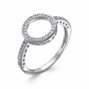 Кольцо с фианитом родированное серебро 925*