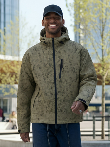 Куртка спортивная мужская весна осень бежевого цвета 25470B