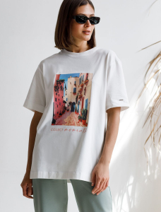 Удлиненная футболка over-size с авторским принтом