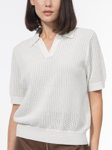 Поло ажурной вязки без застежки